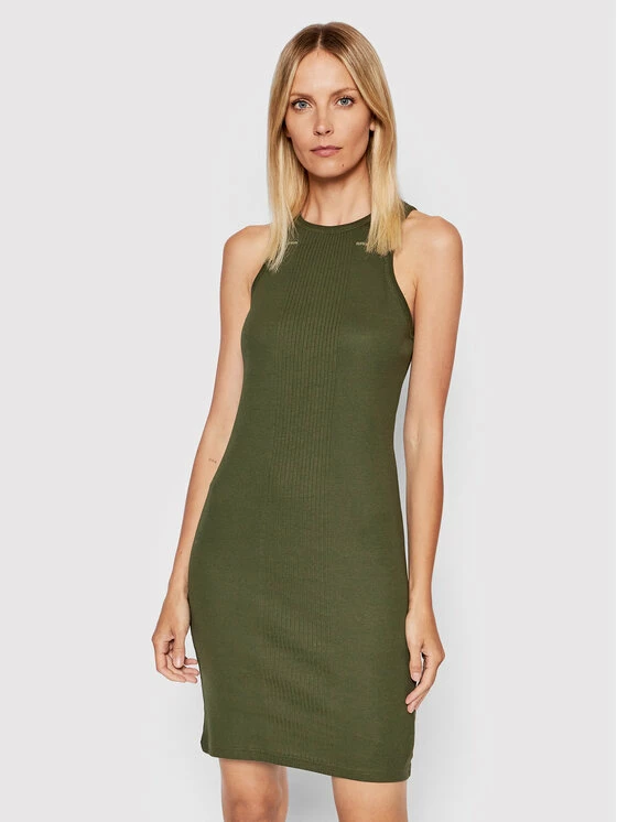 Πολύ καλή προσφορά 😀 G-Star Raw Γυναίκες Καθημερινά Φορέματα Φόρεμα καθημερινό Engineered Rib D21384-C678-B230 Πράσινο Slim Fit 🔥