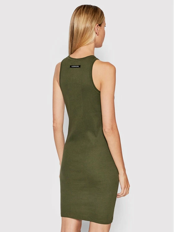Πολύ καλή προσφορά 😀 G-Star Raw Γυναίκες Καθημερινά Φορέματα Φόρεμα καθημερινό Engineered Rib D21384-C678-B230 Πράσινο Slim Fit 🔥 - Image 3