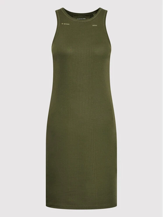 Πολύ καλή προσφορά 😀 G-Star Raw Γυναίκες Καθημερινά Φορέματα Φόρεμα καθημερινό Engineered Rib D21384-C678-B230 Πράσινο Slim Fit 🔥 - Image 5