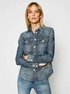 Best Pirce ✔️ G-Star Raw Γυναίκες Casual Πουκάμισα Πουκάμισο Kick Back Worked D19020-C611-C244 Σκούρο μπλε Regular Fit 😍