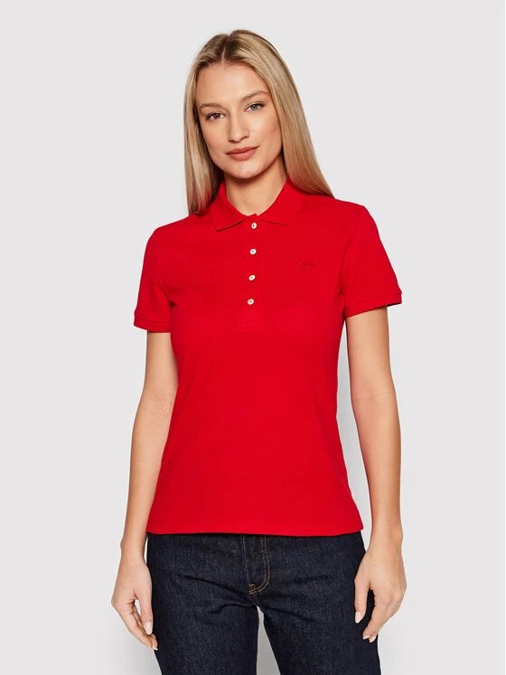 Νέος ⭐ Lacoste Γυναίκες Μπλούζες Polo Polo PF5462 Κόκκινο Slim Fit 🔥