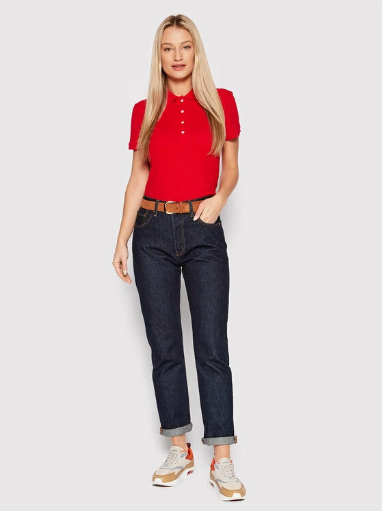 Νέος ⭐ Lacoste Γυναίκες Μπλούζες Polo Polo PF5462 Κόκκινο Slim Fit 🔥 - Image 2