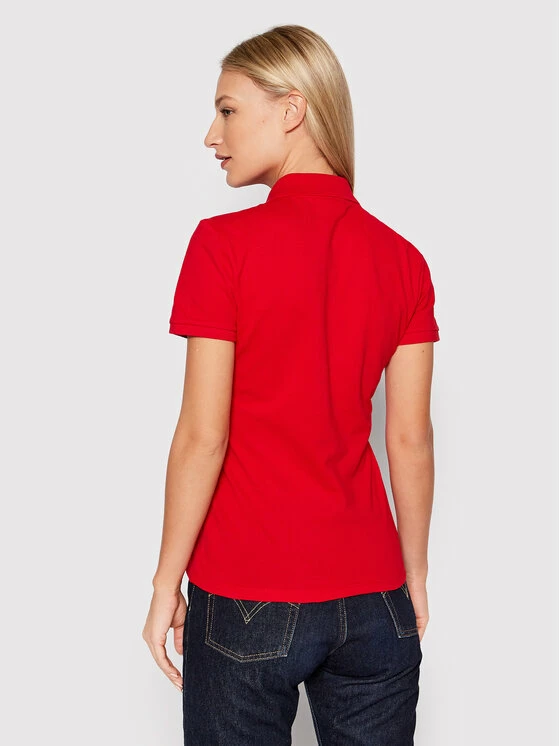 Νέος ⭐ Lacoste Γυναίκες Μπλούζες Polo Polo PF5462 Κόκκινο Slim Fit 🔥 - Image 3