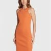 Νέος 💯 G-Star Raw Γυναίκες Καθημερινά Φορέματα Φόρεμα καθημερινό Engineered Rib D21384-C678-3014 Πορτοκαλί Slim Fit 👏