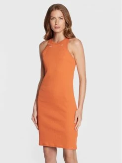 Νέος 💯 G-Star Raw Γυναίκες Καθημερινά Φορέματα Φόρεμα καθημερινό Engineered Rib D21384-C678-3014 Πορτοκαλί Slim Fit 👏