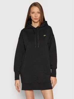 Κουπόνι 🥰 Lacoste Γυναίκες Πλεκτά Φορέματα Φόρεμα υφασμάτινο EF0657 Μαύρο Regular Fit 🎁