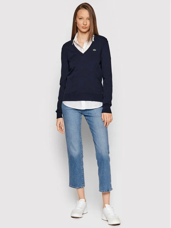 Εκπτωση 🔥 Lacoste Γυναίκες Πουλόβερ AF7013 Σκούρο μπλε Regular Fit ✔️ - Image 2