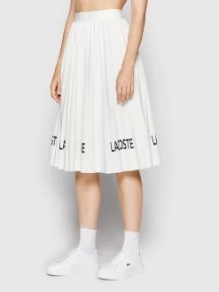 Προώθηση ⌛ Lacoste Γυναίκες Midi Πλισέ φούστα JF0203 Λευκό Regular Fit ⭐