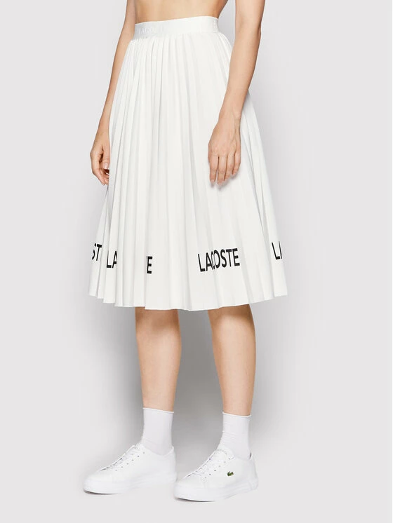 Προώθηση ⌛ Lacoste Γυναίκες Midi Πλισέ φούστα JF0203 Λευκό Regular Fit ⭐