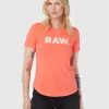 Κουπόνι 😍 G-Star Raw Γυναίκες T-shirts T-Shirt Raw. D21226 -107-D159 Πορτοκαλί Slim Fit ✔️