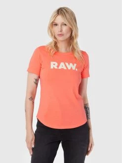 Κουπόνι 😍 G-Star Raw Γυναίκες T-shirts T-Shirt Raw. D21226 -107-D159 Πορτοκαλί Slim Fit ✔️