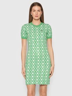 Νέος 👏 Lacoste Γυναίκες Πλεκτά Φορέματα Φόρεμα υφασμάτινο EF1674 Πράσινο Slim Fit 🌟