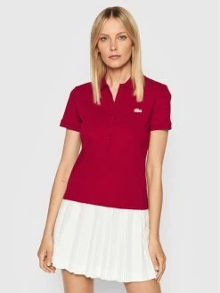 Προϋπολογισμός 👍 Lacoste Γυναίκες Μπλούζες Polo Polo PF1481 Μπορντό Slim Fit 🌟