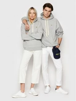 Flash Sale 🤩 Lacoste Μπλούζες Χωρίς Φερμουάρ Μπλούζα Unisex SH9202 Γκρι Loose Fit 🛒