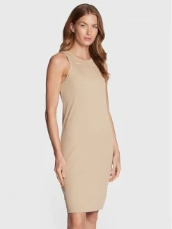 Flash Sale 😍 G-Star Raw Γυναίκες Καθημερινά Φορέματα Φόρεμα καθημερινό Engineered Rib D21384-C678-3014 Μπεζ Slim Fit ⌛