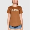 Προϋπολογισμός 👏 G-Star Raw Γυναίκες T-shirts T-Shirt Raw. D21226-4107-C740 Καφέ Slim Fit ✔️