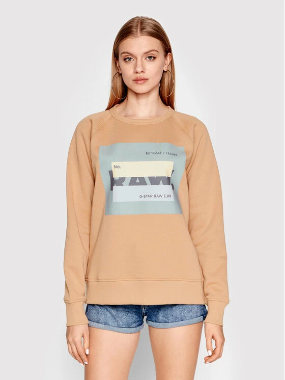 Φτηνός 🥰 G-Star Raw Γυναίκες Μπλούζες Μπλούζα Covered D21387-A971-C963 Μπεζ Straight Fit 😍