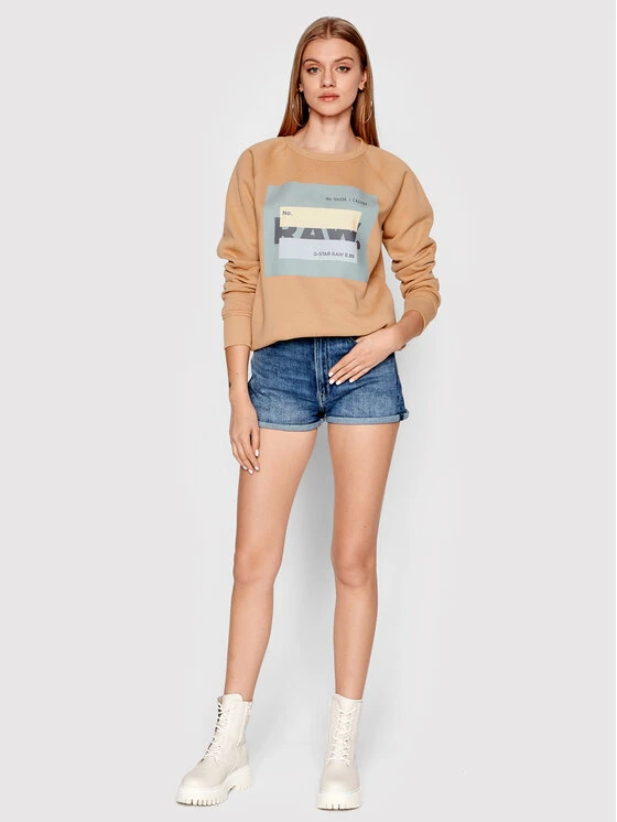 Φτηνός 🥰 G-Star Raw Γυναίκες Μπλούζες Μπλούζα Covered D21387-A971-C963 Μπεζ Straight Fit 😍 - Image 2