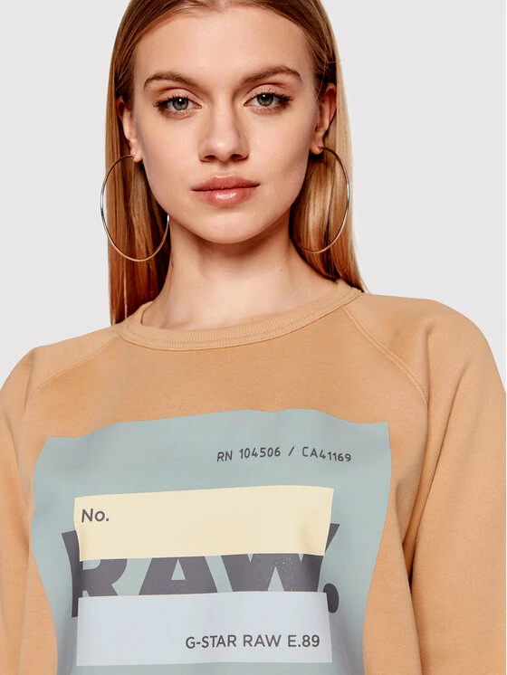 Φτηνός 🥰 G-Star Raw Γυναίκες Μπλούζες Μπλούζα Covered D21387-A971-C963 Μπεζ Straight Fit 😍 - Image 4