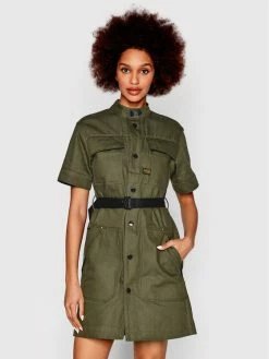 Φτηνός ✨ G-Star Raw Γυναίκες Καθημερινά Φορέματα Φόρεμα καθημερινό D20475-C969-001 Πράσινο Regular Fit ❤️