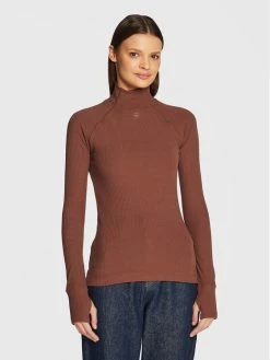 Προϋπολογισμός 🛒 G-Star Raw Γυναίκες Μπλουζάκια Ζιβάγκο Rib Mock D22074-D107-D312 Καφέ Slim Fit 🥰