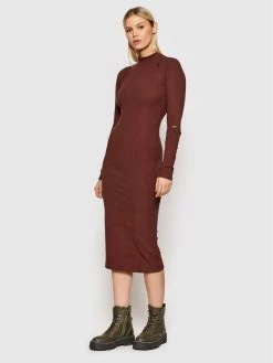 Το φθηνότερο 🧨 G-Star Raw Γυναίκες Πλεκτά Φορέματα Φόρεμα υφασμάτινο Hidden D20741-C946-1632 Καφέ Slim Fit 🛒