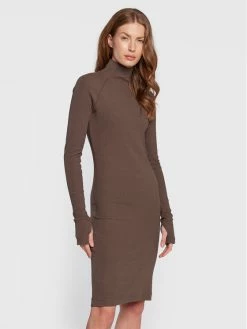 Προϋπολογισμός ⭐ G-Star Raw Γυναίκες Πλεκτά Φορέματα Φόρεμα υφασμάτινο Rib D22274-D107-D312 Καφέ Slim Fit 🔔