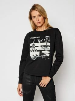 Τοπ 10 😀 G-Star Raw Γυναίκες Μπλούζες Μπλούζα Heavy Sherland D18558-A612-6484 Μαύρο Regular Fit ❤️