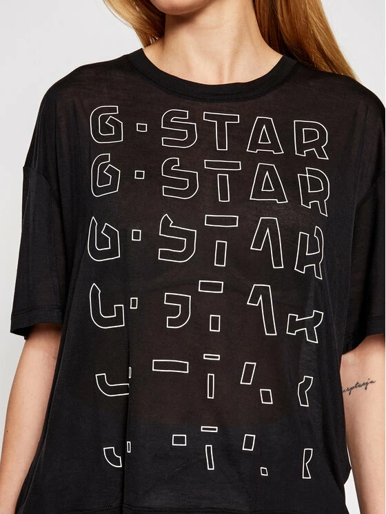 Προϋπολογισμός ✨ G-Star Raw Γυναίκες T-shirts T-Shirt Sheer Faded Graphic D19200-9908-6484 Μαύρο Relaxed Fit 😍 - Image 4