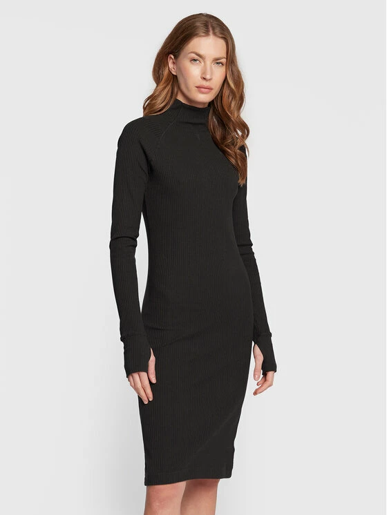 Φτηνός 🛒 G-Star Raw Γυναίκες Πλεκτά Φορέματα Φόρεμα υφασμάτινο Rib D22274-D107-6484 Μαύρο Slim Fit ⭐