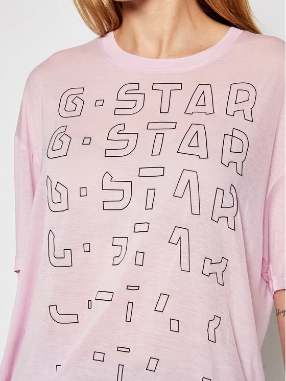 Κουπόνι 🔥 G-Star Raw Γυναίκες T-shirts T-Shirt Sheer Faded Graphic D19200-9908-C340 Ροζ Relaxed Fit ⌛ - Image 4