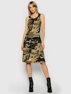 Κουπόνι ❤️ G-Star Raw Γυναίκες Καλοκαιρινά Φορέματα Φόρεμα καλοκαιρινό A-Line Dungaree Camo D19295-C387-C399 Πράσινο Regular Fit 💯