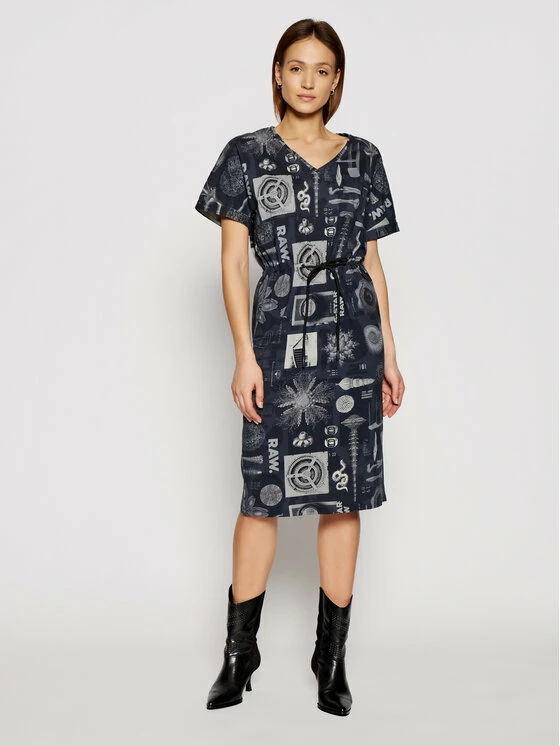 Πολύ καλή προσφορά 🤩 G-Star Raw Γυναίκες Καθημερινά Φορέματα Φόρεμα καθημερινό Adjustable D19292-C387-C367 Σκούρο μπλε Regular Fit 🎉