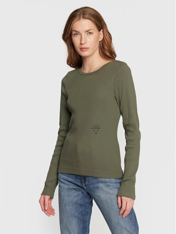 Φτηνός 👍 G-Star Raw Γυναίκες Μπλουζάκια Μπλουζάκι Rib D22073-C678-8165 Πράσινο Slim Fit 😉